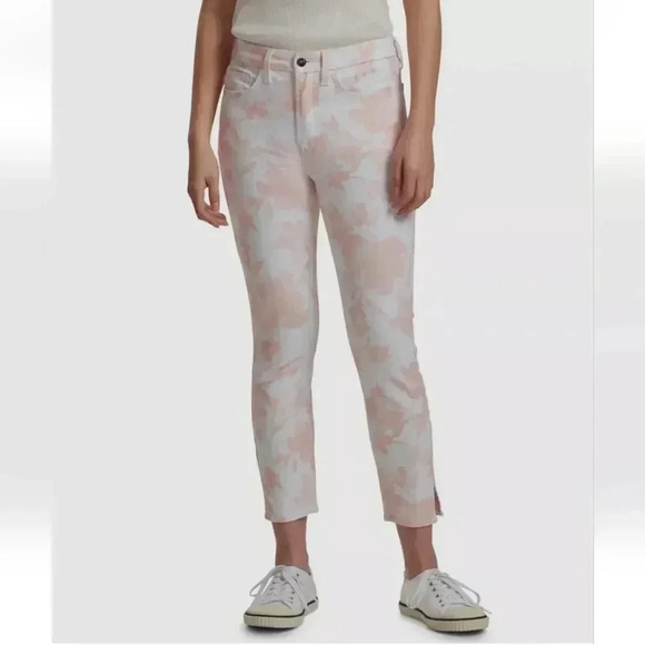 JEN7 by 7 For All Mankind Women's White/Pink Floral Skinny Jeans Pants Size 16 - Picture 2 of 16